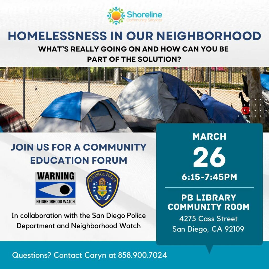 Homelessness in our neighborhood event flyer for March 26, 2024
